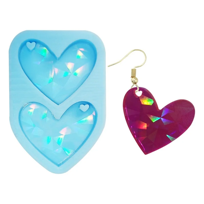 Голографические лазерные серьги Любовь силиконовая форма сделай сам ювелирные