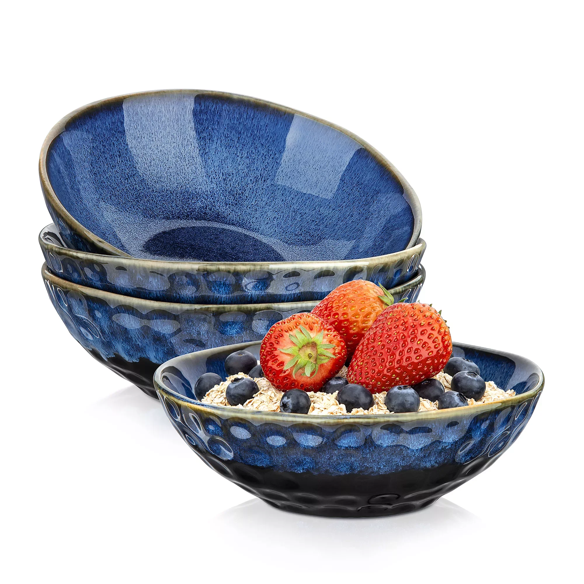 

Starry 4/8/12-Piece 550ML Large Cereal Bowls Set Vintage Ceramic Blue Kiln Change Glaze Soup/Fruit/Noodle/Ramen Bowl