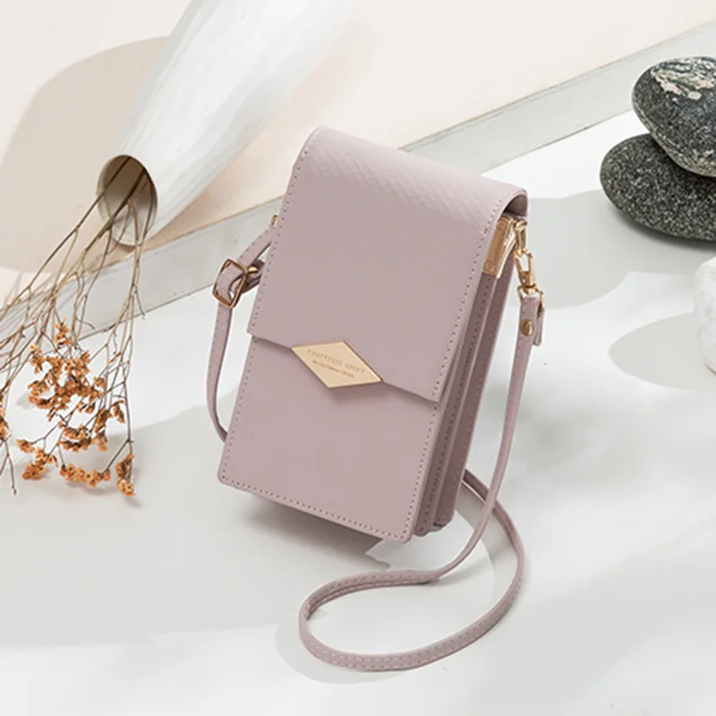 

Mobile Phone Bag Female Japan and South Korea Vertical Square Hardware Buckle Simple Shoulder Bag