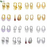 925 sterling silver needle stars tassel vintage gold earrings for women fashion hoop earrings party high luxury jewelry gifts