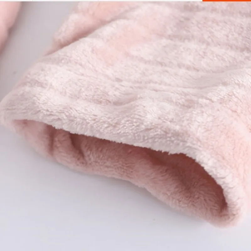 Ladies Nightdress Simple Warm Long Skirt With Hat Fleece Pink Nightgown Leisure Wear Robes