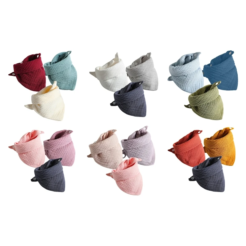 

3 Pcs Baby Feeding Drool Bibs Saliva Towel for TRIANGLE Scarves Bandana Soft Cotton Bibs Adjustable Snap Button Burp Clo