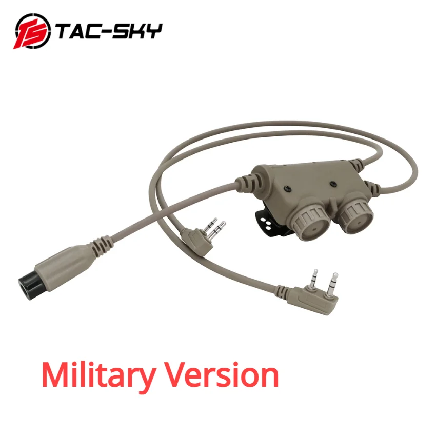 TS TAC-SKY Tactical Headset Hunting Dual Adapter RAC PTT Kenwood Plug, Compatible With Baofeng UV5R Tactical Walkie-Talkie