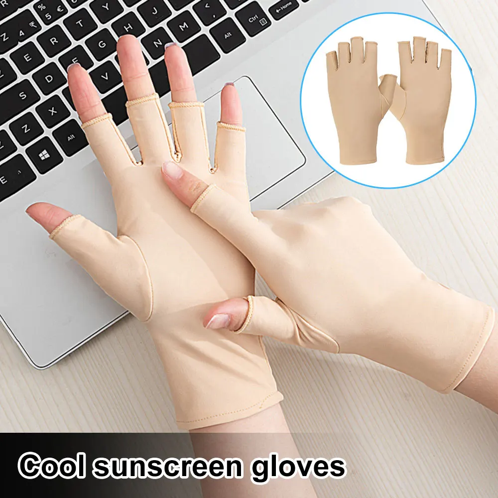 

1Pair Half Fingers Gloves Summer Breathable Thin Semi-Finger Driving Gloves Sunscreen Anti-Uv Fingerless Glove Elasticity Gloves