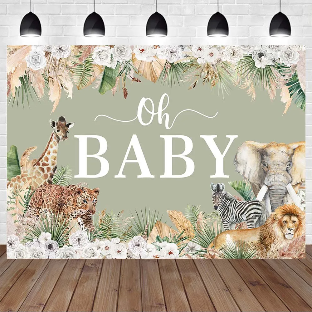 Mocsicka Wild One Baby Birthday Backdrop Pampas Grass Boho Shower Background Kids First Safari Cake Smash Party Decor Props