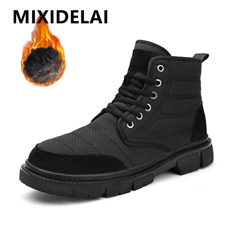 

New Men Snow Boots Winter Outdoor Walking Shoes Plus Size Thick Sole Sneakers Winter Men's Boots Non-Slip Men Hiking Ankle Boots