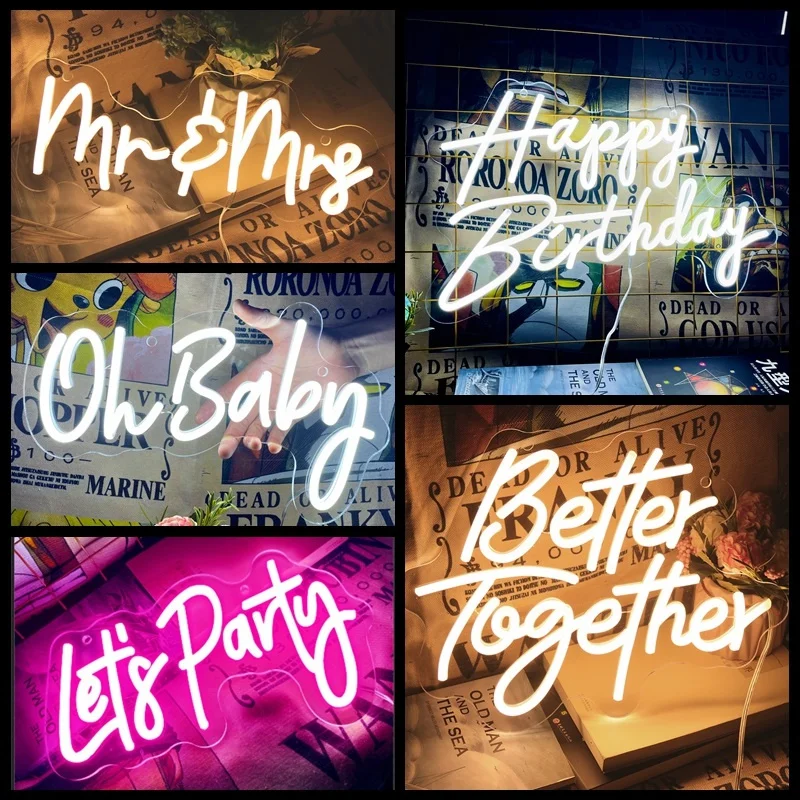 

Custom Happy Birthday Neon Signs Party Décor Neon Light Sign Home Décor For Wedding Party Room Décor Bedroom Decoration