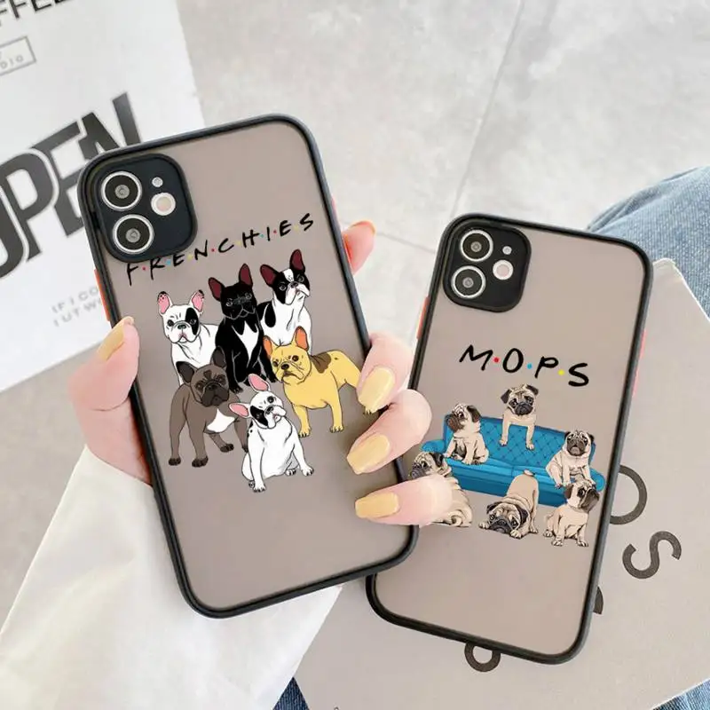 

Cute Pug Bulldog dog pet Phone Case matte transparent For iphone 14 11 12 13 plus mini x xs xr pro max cover