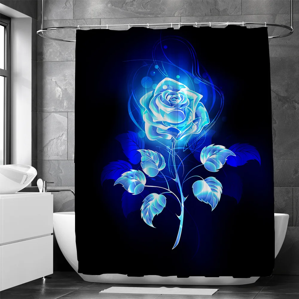 

Rose colored shower curtain bathroom curtain Digital HD printing polyester bathroom waterproof shower curtain
