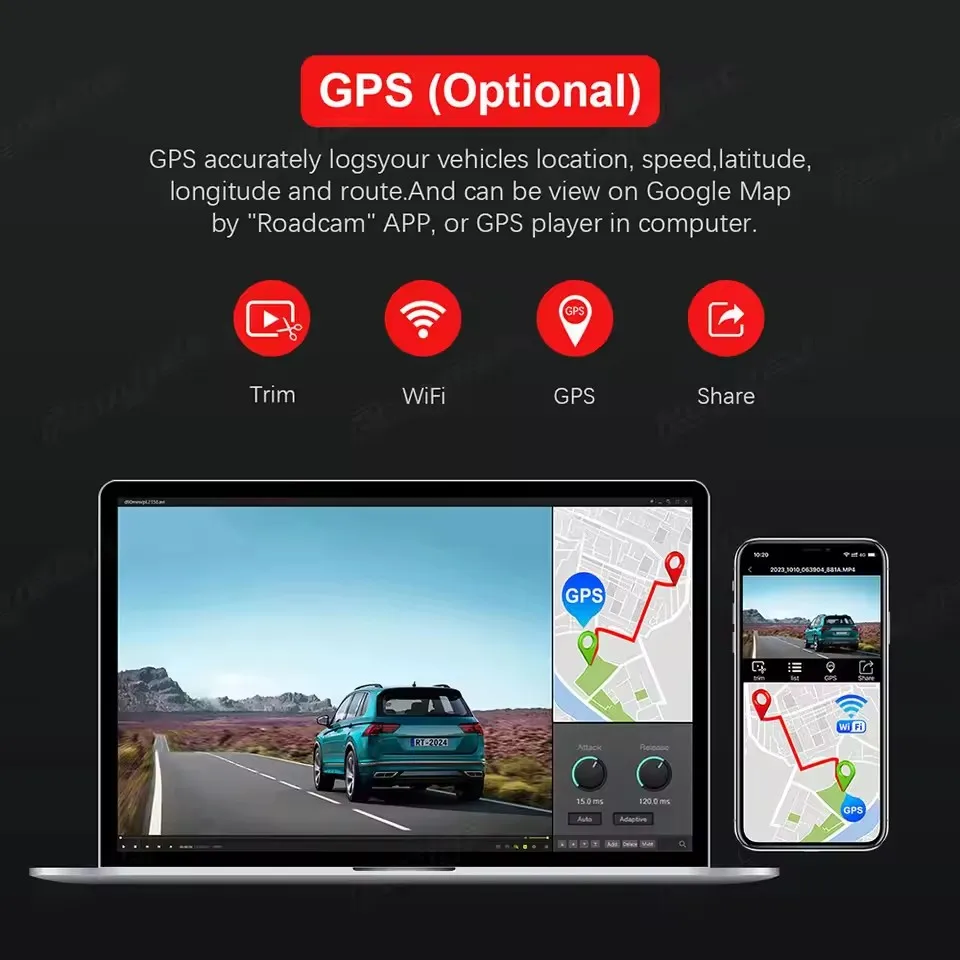 Автомобильный видеорегистратор с двумя объективами 4K 2160P Sony IMX335 Датчик WIFI GPS