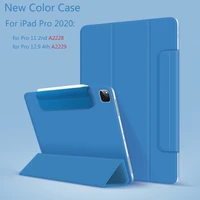 feelme for ipad 2020 case smart cover tri fold magnet back protector buckle clip for ipad pro 12 9 pro 11 for air 4 cases