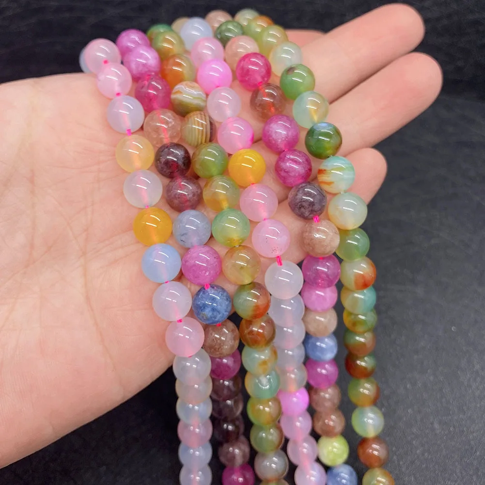 

Tourmaline Stone Round Beads Natural Malachite Agate Morganite Loose Spacer Beads for Jewelry Making DIY Bracelet Accessories