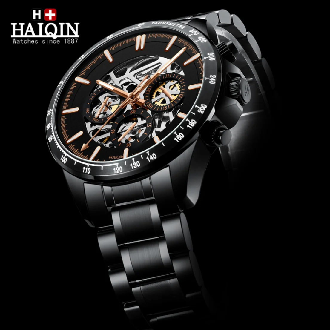 

HAIQIN Mens Watches Top Brand Luxury Mechanical Watch Men Military Waterproof Automatic Wristwatch Skeleton Relogio Masculino