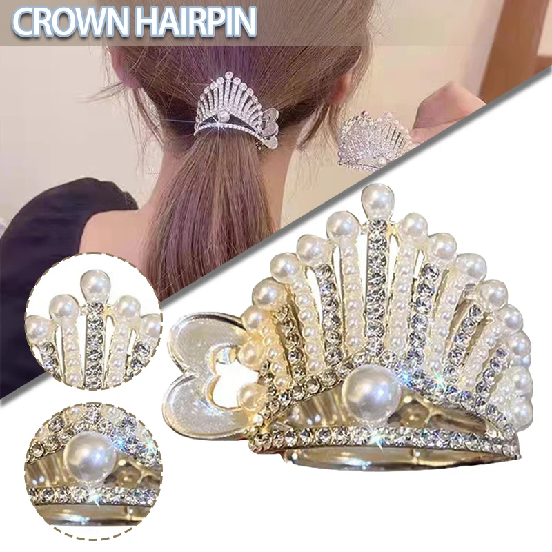 

1 Pc Diamond Crown Hairpin Rhinestone Crystal Hair Clips For Women Gift Event Party Daily Wear Fashion Hair Accessories