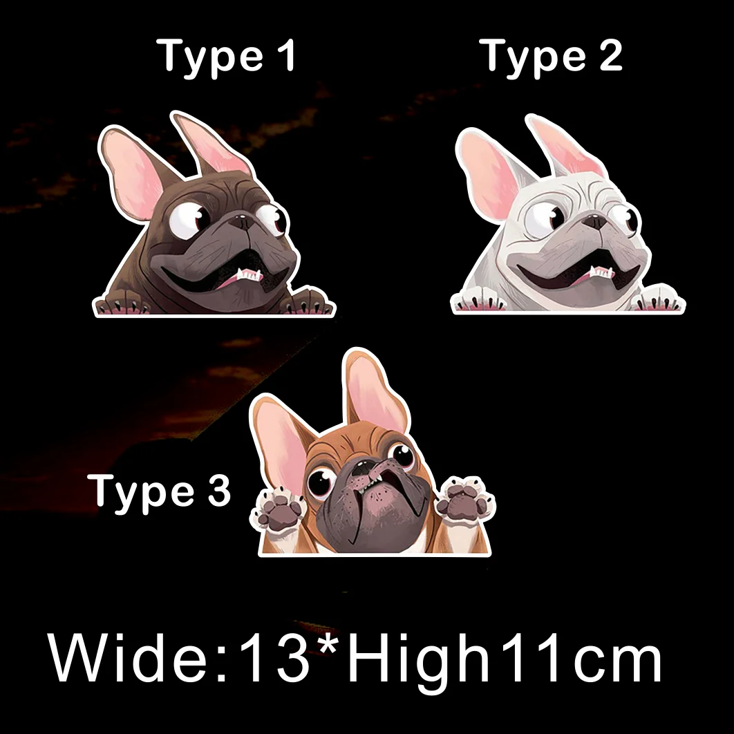 

1 шт. Забавная автомобильная наклейка 3D с имитацией французского бульдога, мультяшная наклейка с изображением собаки, водонепроницаемая