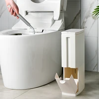 2 in 1 toilet brush with waterproof trash can cleaning holder toilet bowl quick drying holder leak proof brush with base white