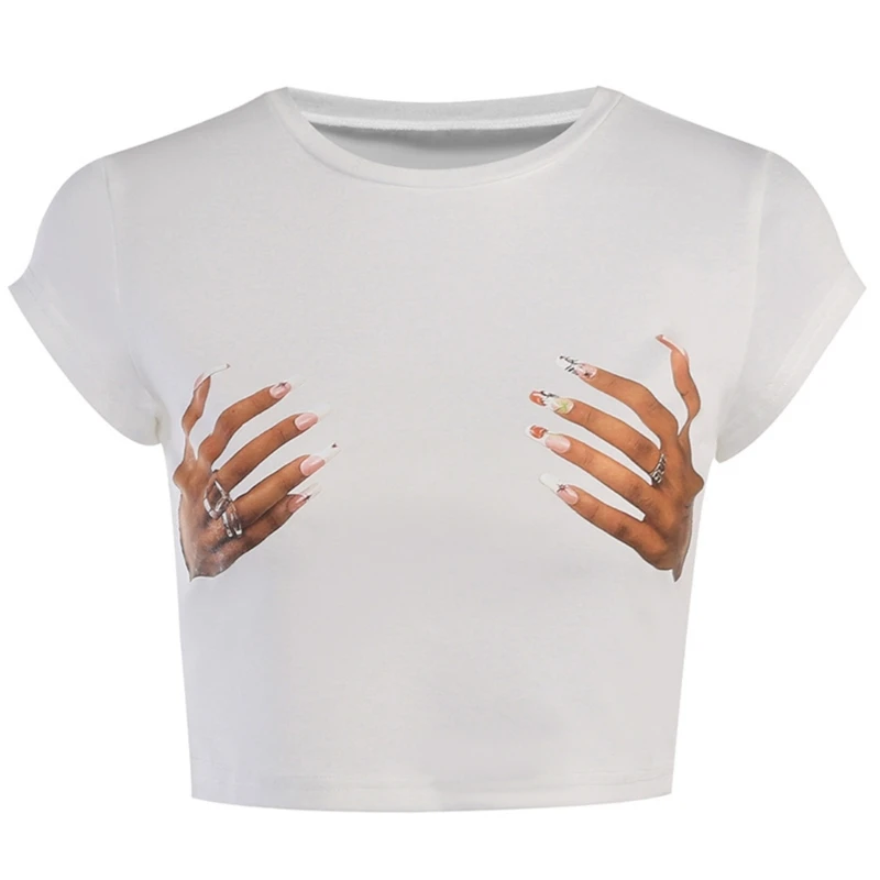 

Women Summer Short Sleeve Cute Crop Tops Casual Basic Crewnecks Y2k Crop Top