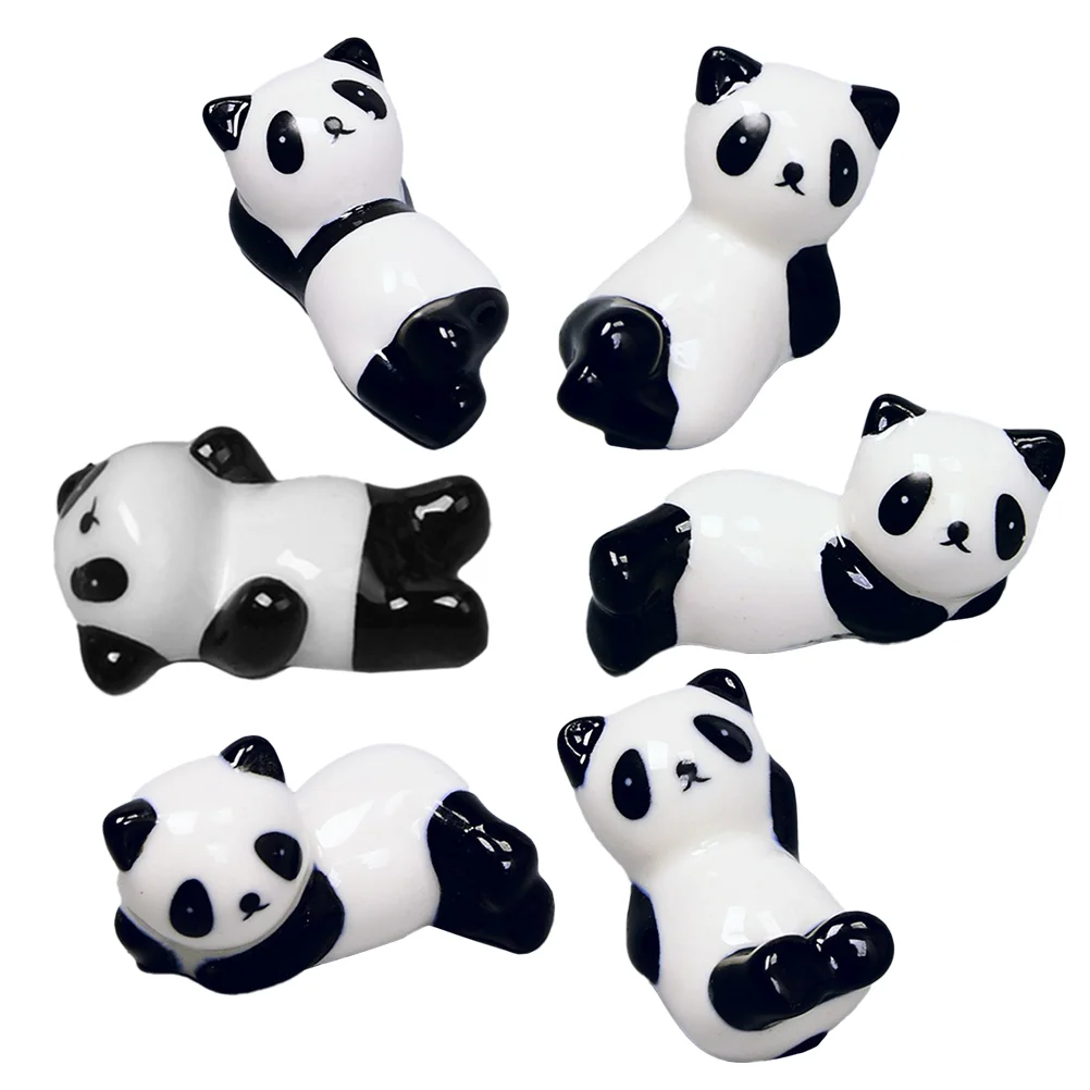 

6pcs Creative Chopsticks Holder Adorable Panda Chopstick Rest Ceramic Rack