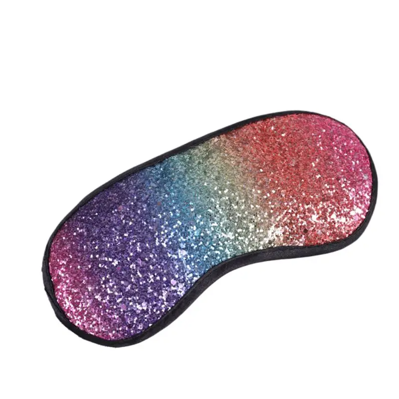 

Women Girls Sweet Glitter Sequins Sleeping Eye Mask Gradient Rainbow Colorful Blindfold Travel Elastic Shade Cover Eyepatch