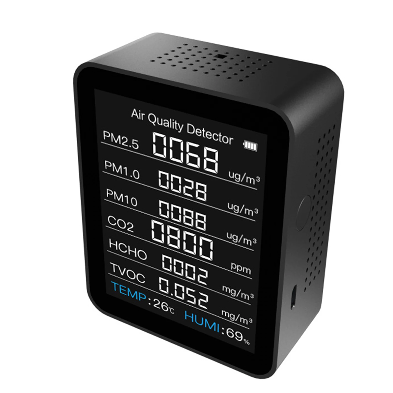 

8-IN-1 CO2 Sensor Air Quality Monitor CO2 Detector Temperature Humidity Monitor PM2.5 HCHO TVOC Home Air Quality Detector