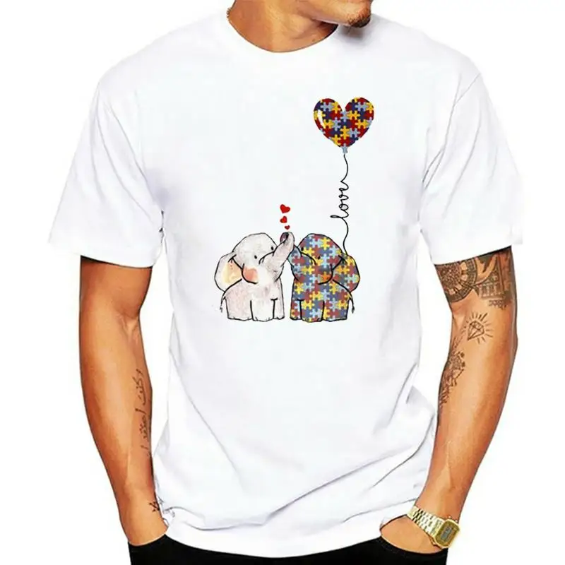 

Футболка с изображением человека с аутизмом и слоном, модная серая футболка с коротким рукавом для мужчин, 2022