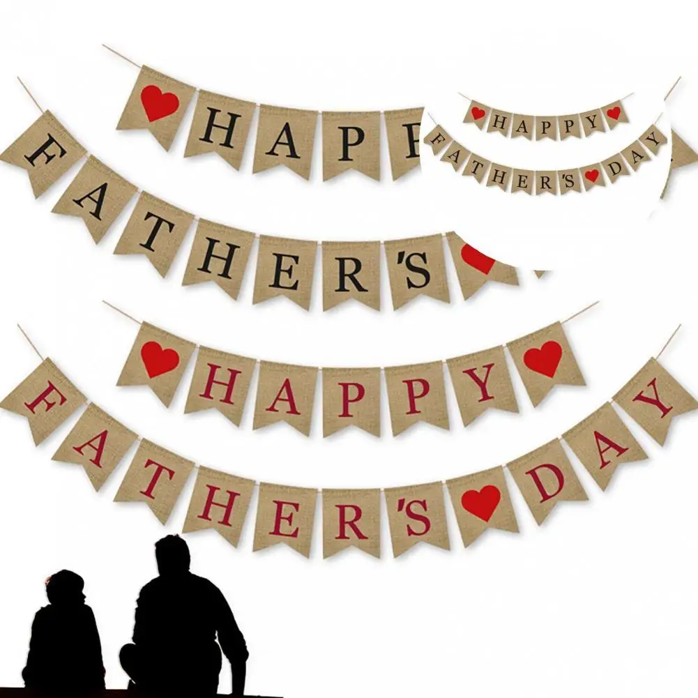 

No DIY Required Imitation Linen Happy Father Day Rustic Banner for Home