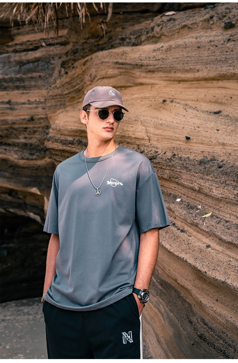 

6933 men's fashion brand loose young fashion students short-sleeved T-shirt