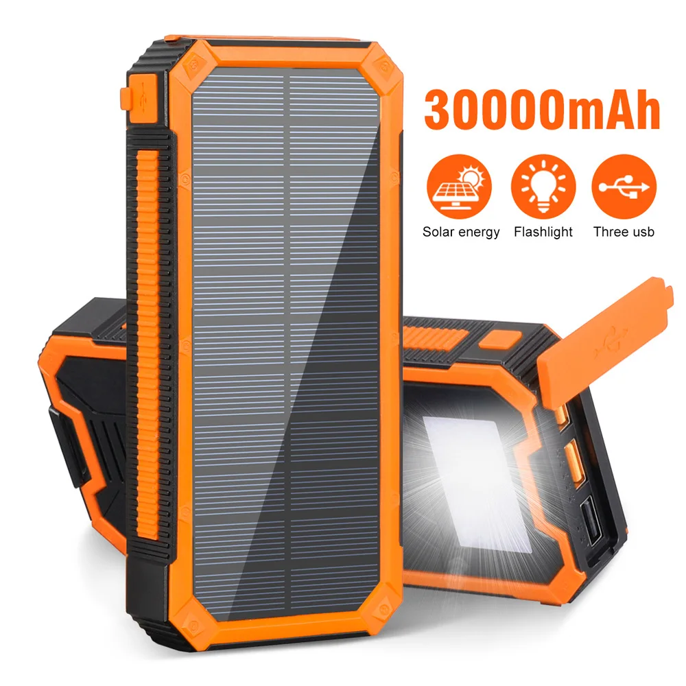 

2022Two Way PD Fast Charge Ultra Large Capacity Power Bank 30000 MAh Outdoor Three Proof Emergency Solar Mobile Power Supply