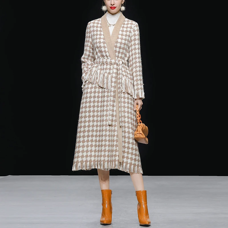 

2022 Winter Fashion Week Fashion Double sided Cashmere Coat Women's medium long loose temperament wool coat