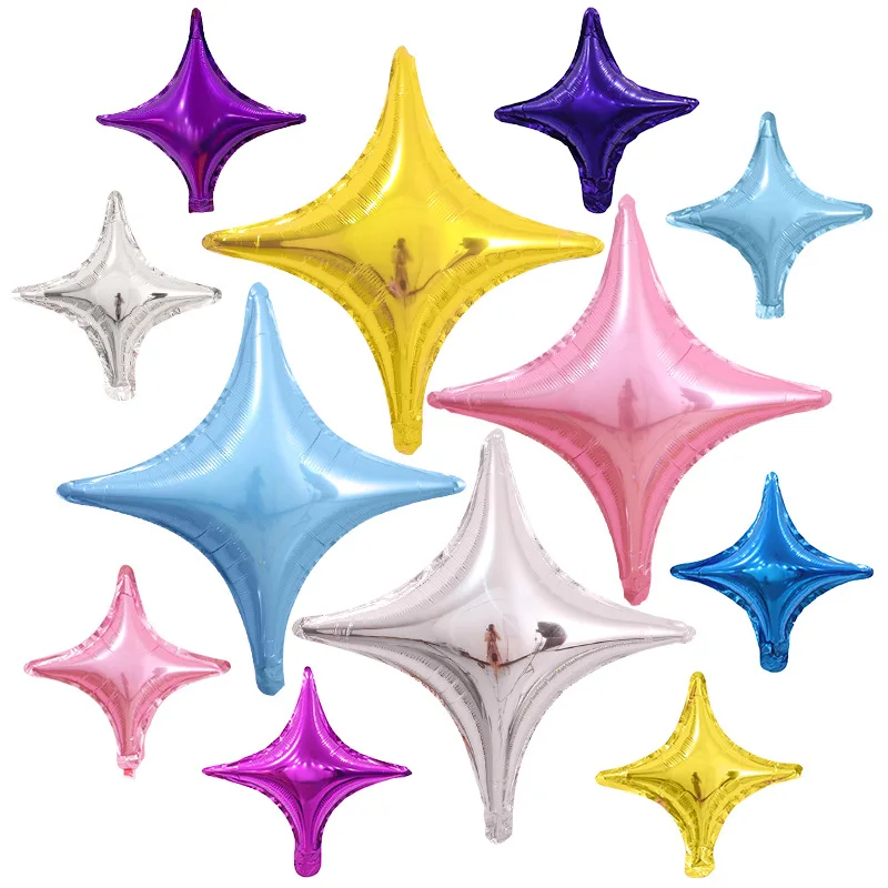 

5Pcs 10Inch Star Color Four-corner Star Aluminum Balloon Wedding Birthday Party Decoration Globos Happy Birthday Ballons Decor