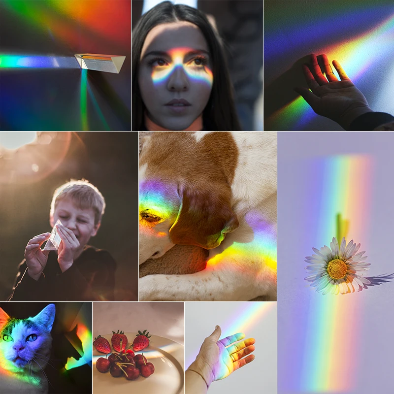 Треугольная призма для фотосъемки 25x25x80 мм Радужный фильтр из хрустального