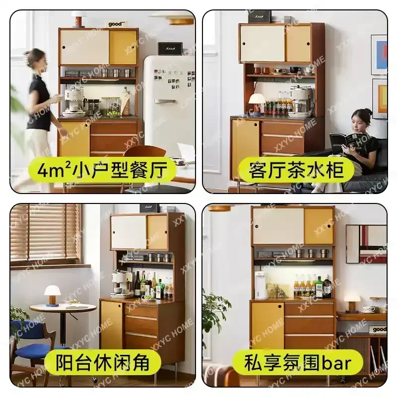 Ретро обеденный боковой шкаф у стены для хранения вещей узкий простой чайный