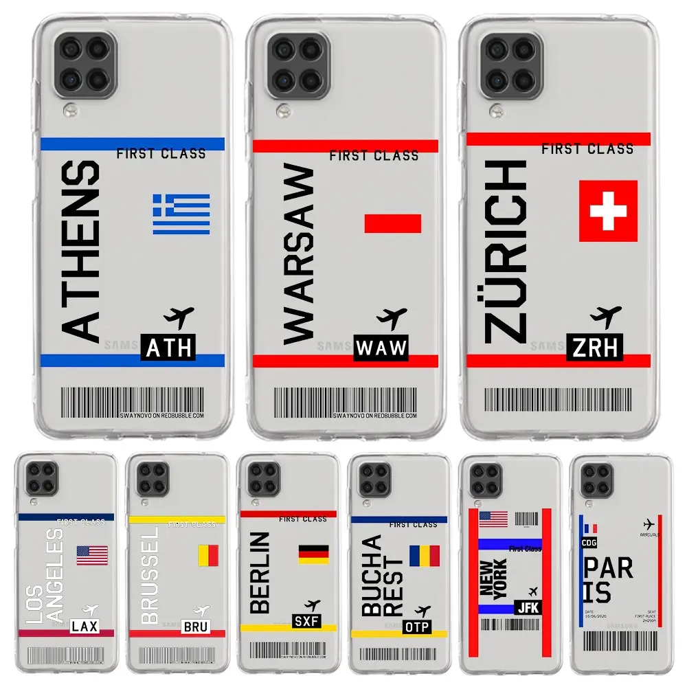 

Travel New York Airplane Ticket For Samsung Galaxy A51 A71 A41 A31 A21S A11 A01 A03S A12 M31 M22 A32 A52 A13 5G Cover Phone Case