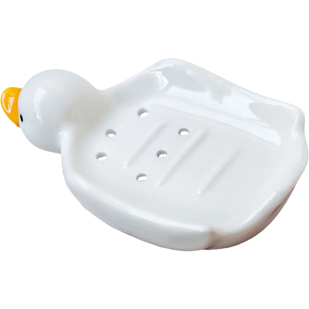 

Soap Dish Holder Tray Draining Sponge Ceramic Duck Kitchen Sink Saver Box Container Plate Draincase Self Sponges Drainer Dry