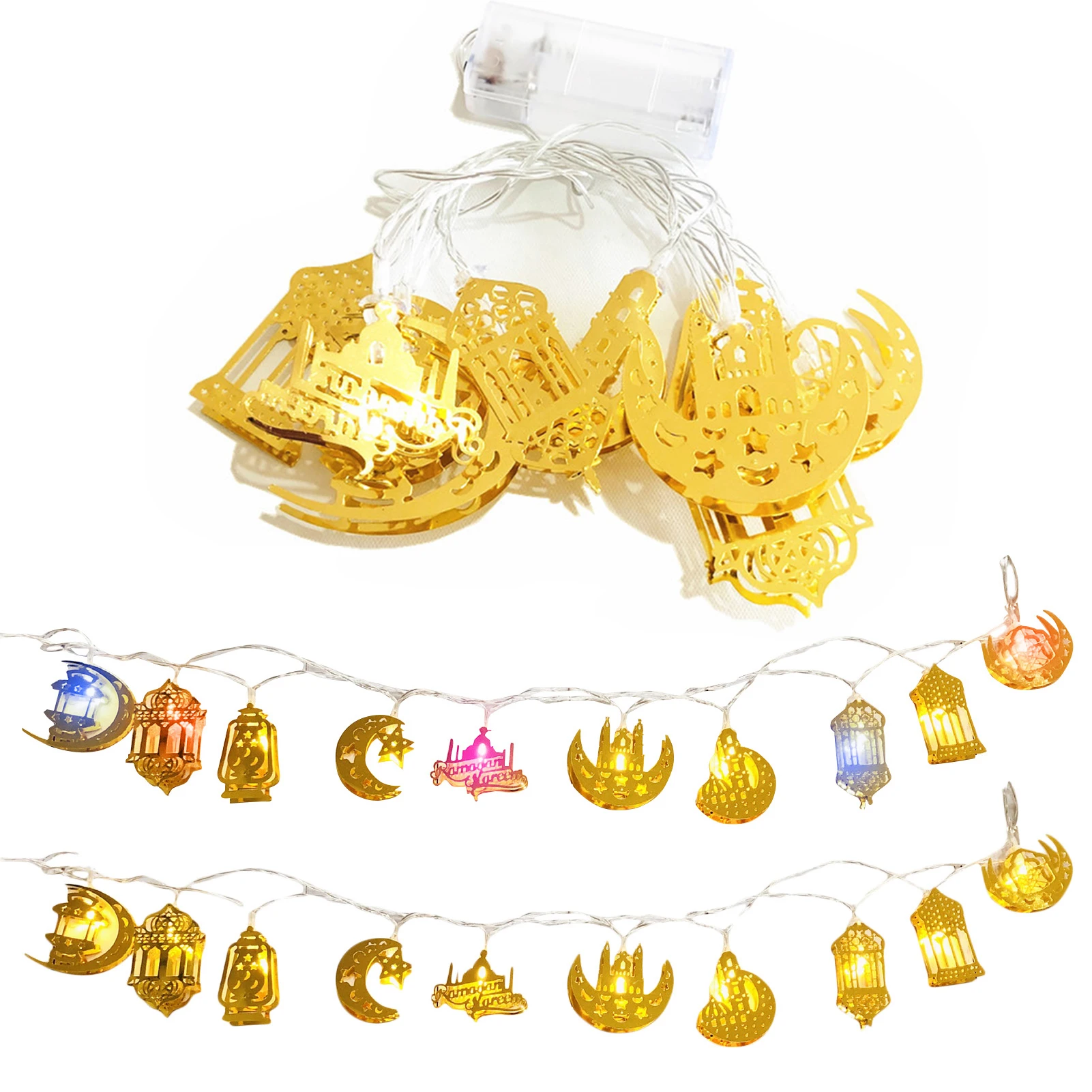 

EID Mubarak Moon Star Led String Lights Hollow Carved Pendant Ramadan Decoration For Home Islamic Muslim Party Decor EID Gifts