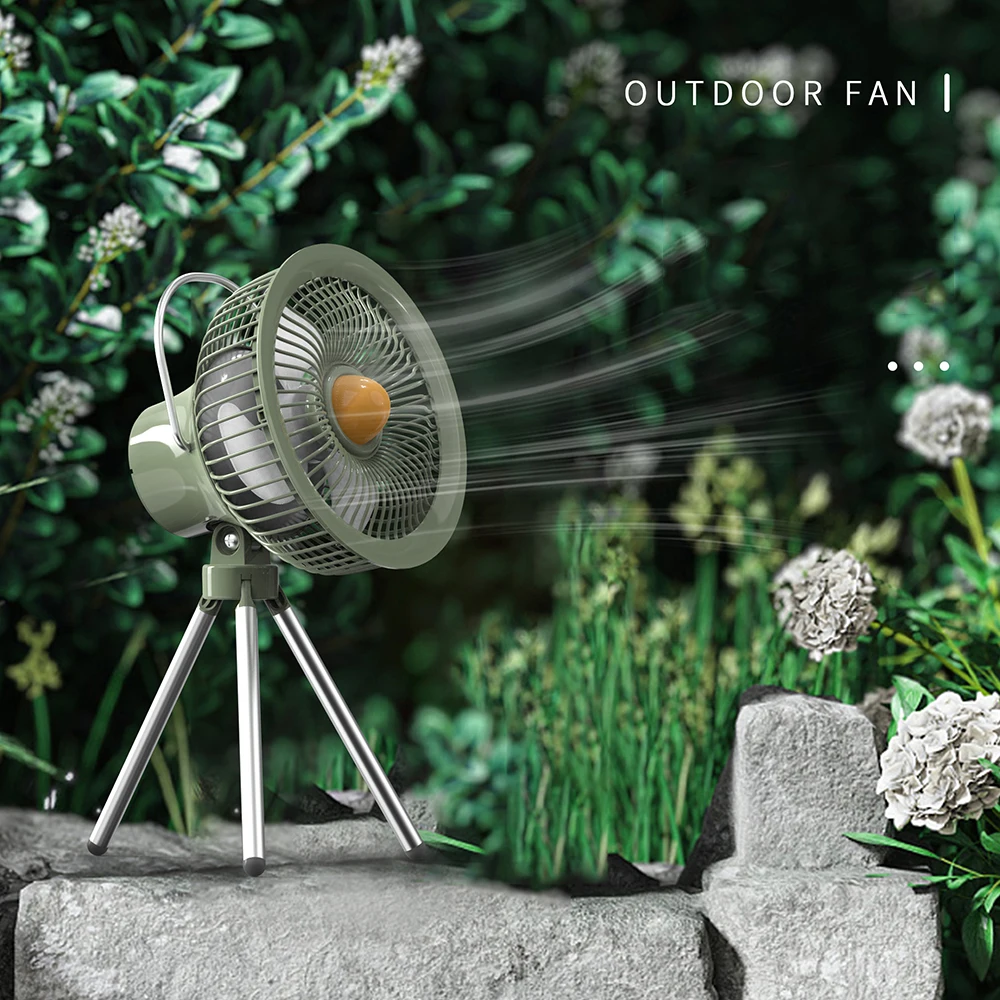 New Portable Camping Tripod Fan Power Bank LED Lighting Multifunctional Fan Rechargeable Outdoor Ceiling Fans Stand Desktop Fan