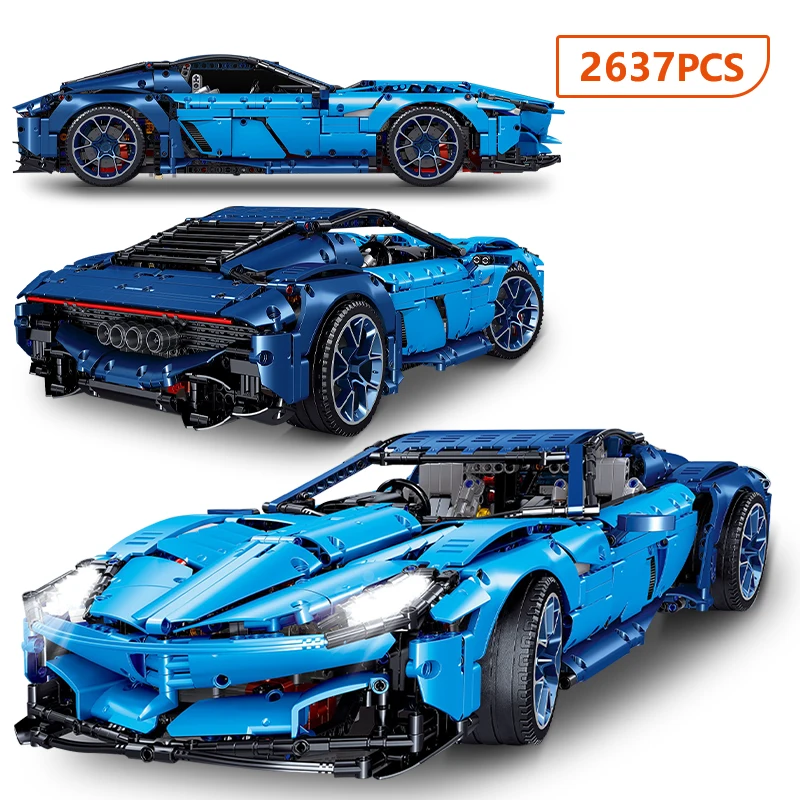

City Technical MINI Super Sports Car Model Ferraried Building Blocks Famous Bugatti Racing Vehicle Bricks Educate Toys For boy