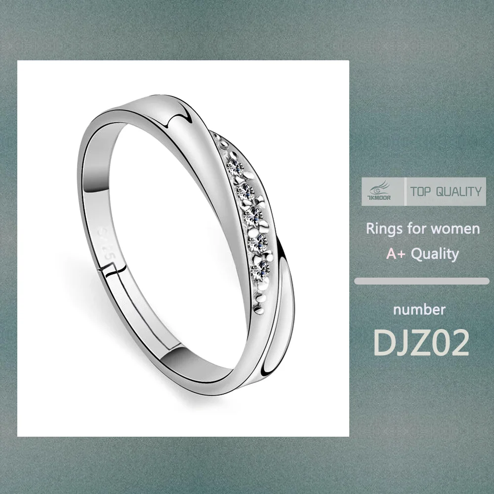 

Zircon Adjustable silver color Couple Wedding Rings for Women and Male Fashion Rhinestone Engagement Ring for Couple