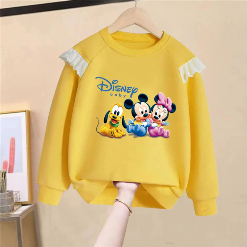 

Disney Mickey Minnie Sweat New for Autumn and Winter 2023 Cute Clothes Cotton Cartoon Children Graphic Sweatshirts