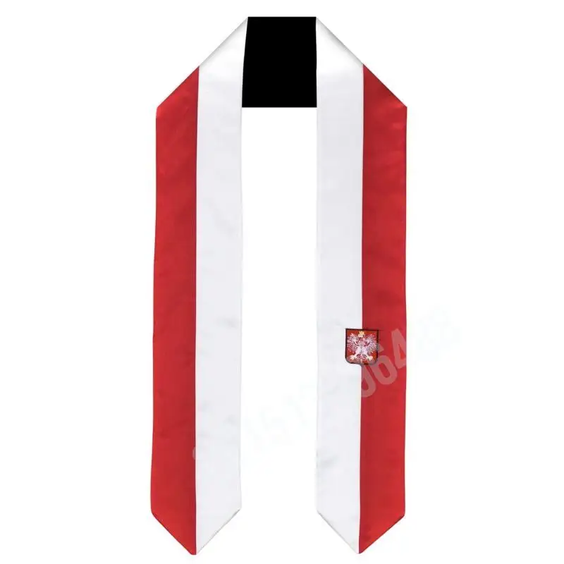 Poland Flag Scarf Top Print Graduation Sash Stole International Study Abroad Adult Unisex Party Accessory