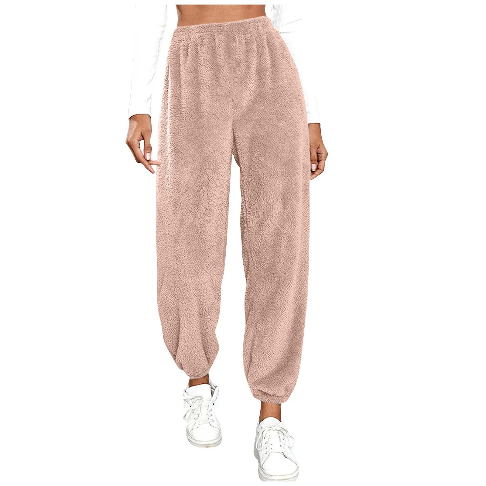 

Женские плюшевые повседневные брюки, свободные удобные флисовые теплые домашние брюки, женские брюки, рулонные футболки 2023