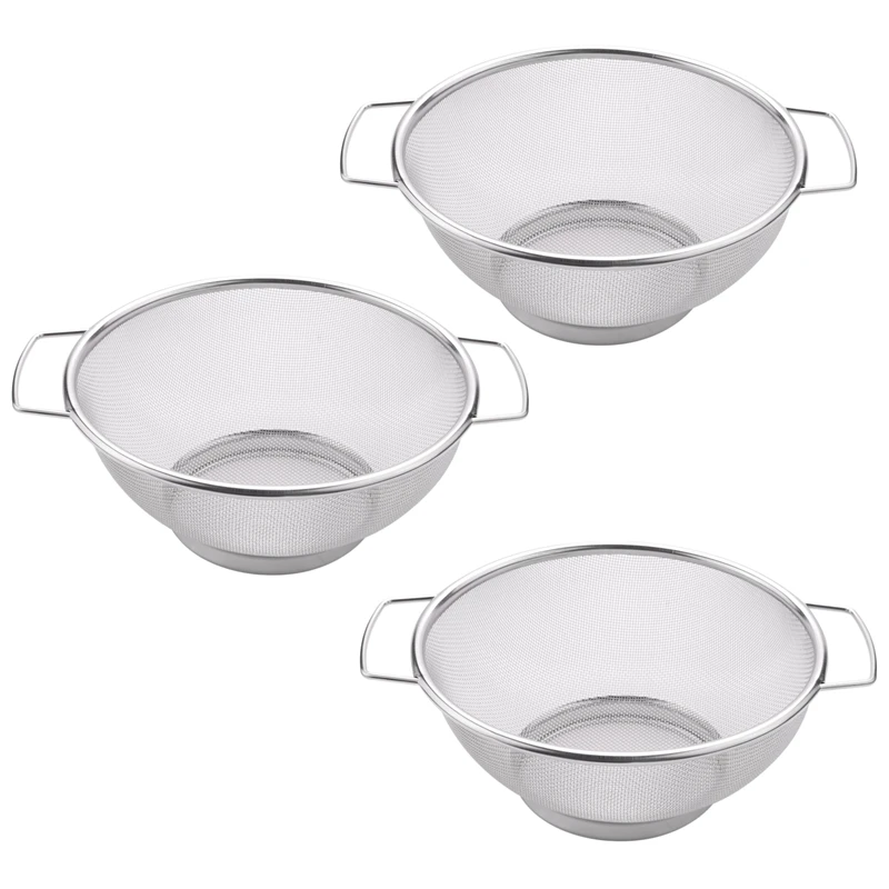 

HLZS-3X Stainless Steel Fine Mesh Strainer Bowl Drainer Vegetable Sieve Colander Sifter