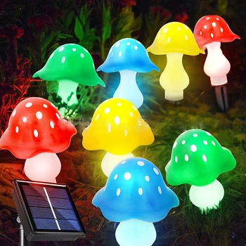 8Pcs LED Solar Mushroom Lamp Outdoor Solar String Lights 8 Lighting Modes IP65 Waterproof Cute Mushroom Landscape Stake Light 2