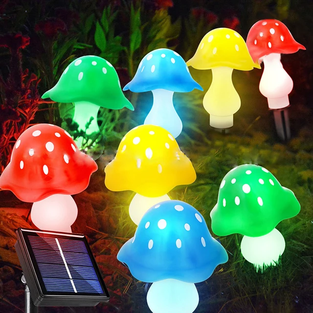 8Pcs LED Solar Mushroom Lamp Outdoor Solar String Lights 8 Lighting Modes IP65 Waterproof Cute Mushroom Landscape Stake Light 2