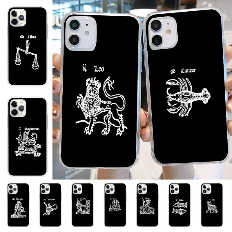 

YNDFCNB Twelve Constellations Phone Case for iPhone 11 12 13 mini pro XS MAX 8 7 6 6S Plus X 5S SE 2020 XR cover