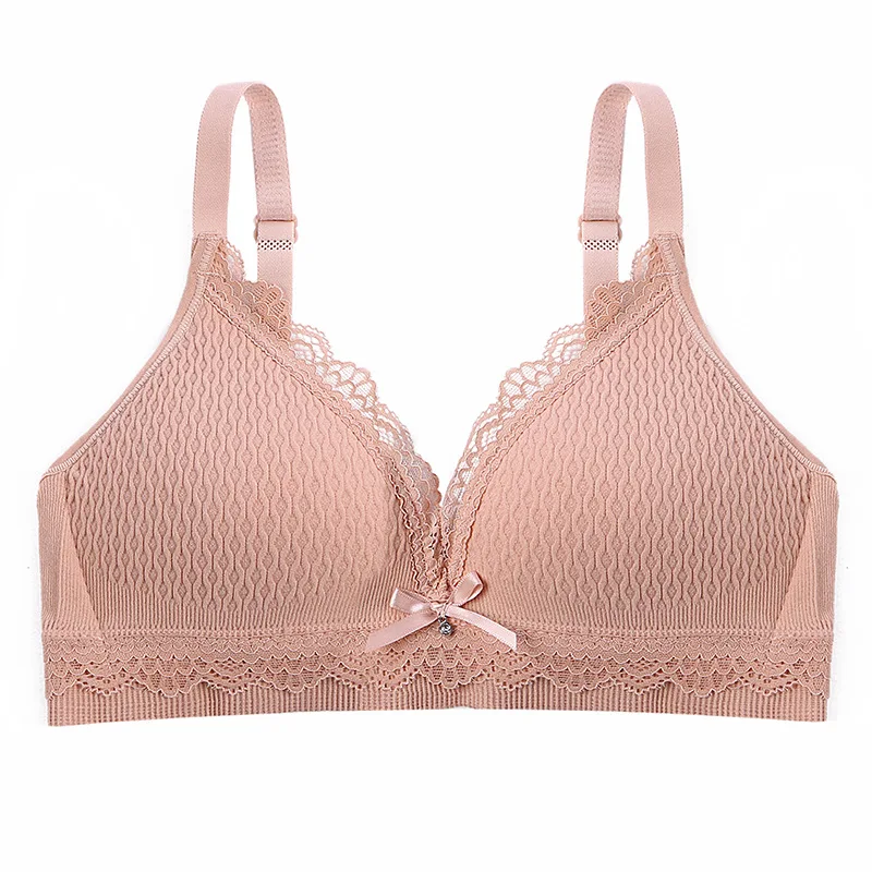 

Girls Underwear Women No Steel Ring Bra Triangle Cup Bra Lace High School Students Girls Students AB Cup Bra Wireless Bra Teen