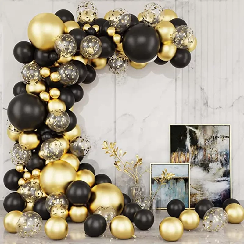 

Black Gold Balloon Garland Arch Kit Confetti Latex Baloon Graduation Happy 30th 40th Birthday Balloons Decor Baby Shower Favor