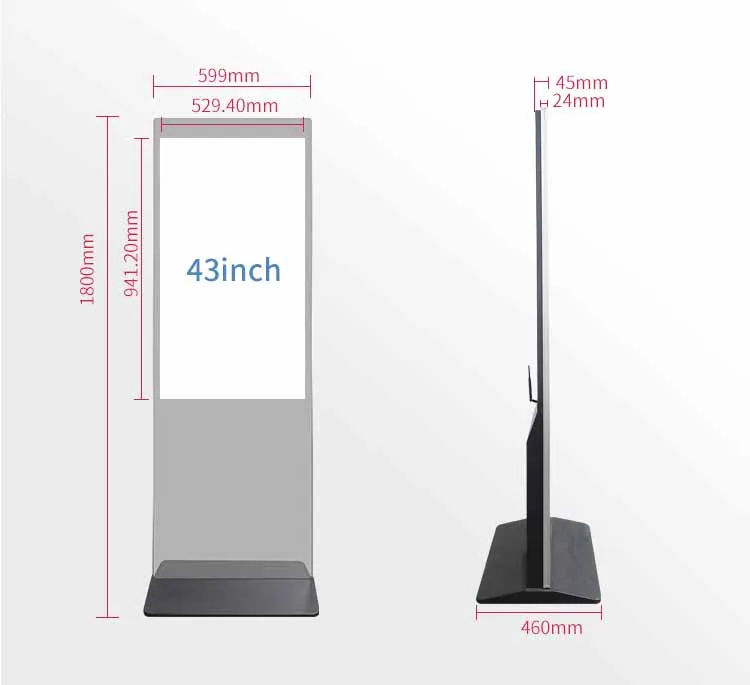 

43" Standee Capacitive screen touch magic Mirror Interactive Digital Signage and Displays Advertising Player Kiosk Monitor