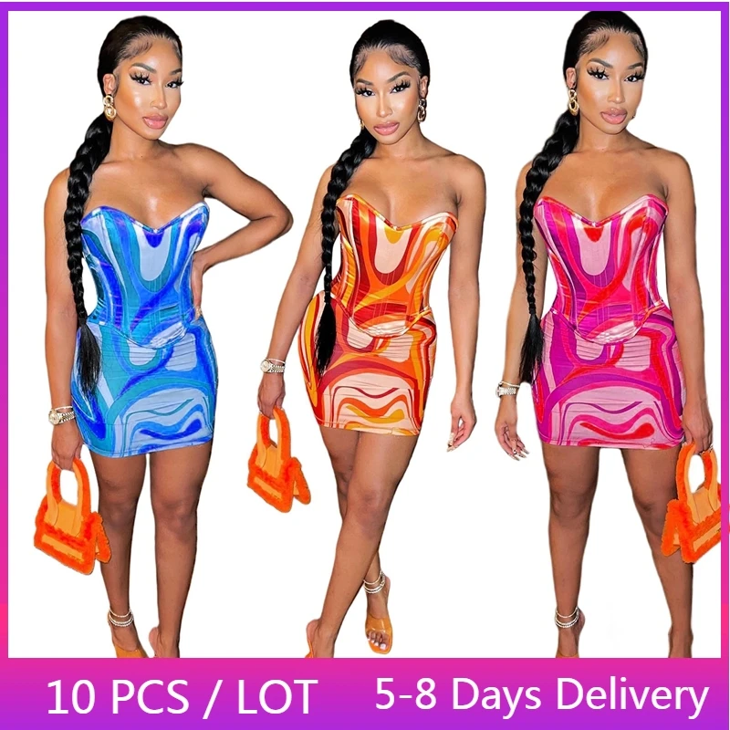 

Оптовая продажа, обтягивающие пляжные наряды для женщин, летний короткий Топ без бретелек, мини-юбка, комплект из двух предметов, женская од...