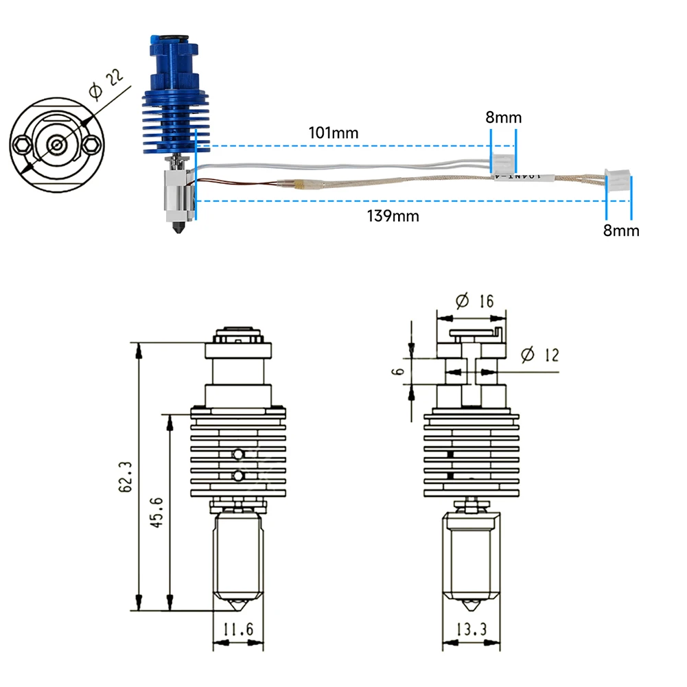 3D-обновление TZ V6 2 0 комплект экструдера HotEnd 24 В 48 Вт для Ender 3 V2 Pro FDM Vorn 4 CR10